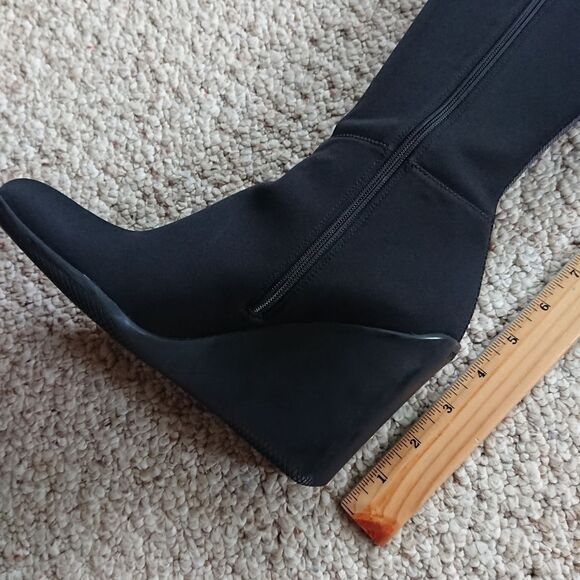 Prada black silk Radzmire fabric sporty knee high wedge boots size 6 - Picture 12 of 16